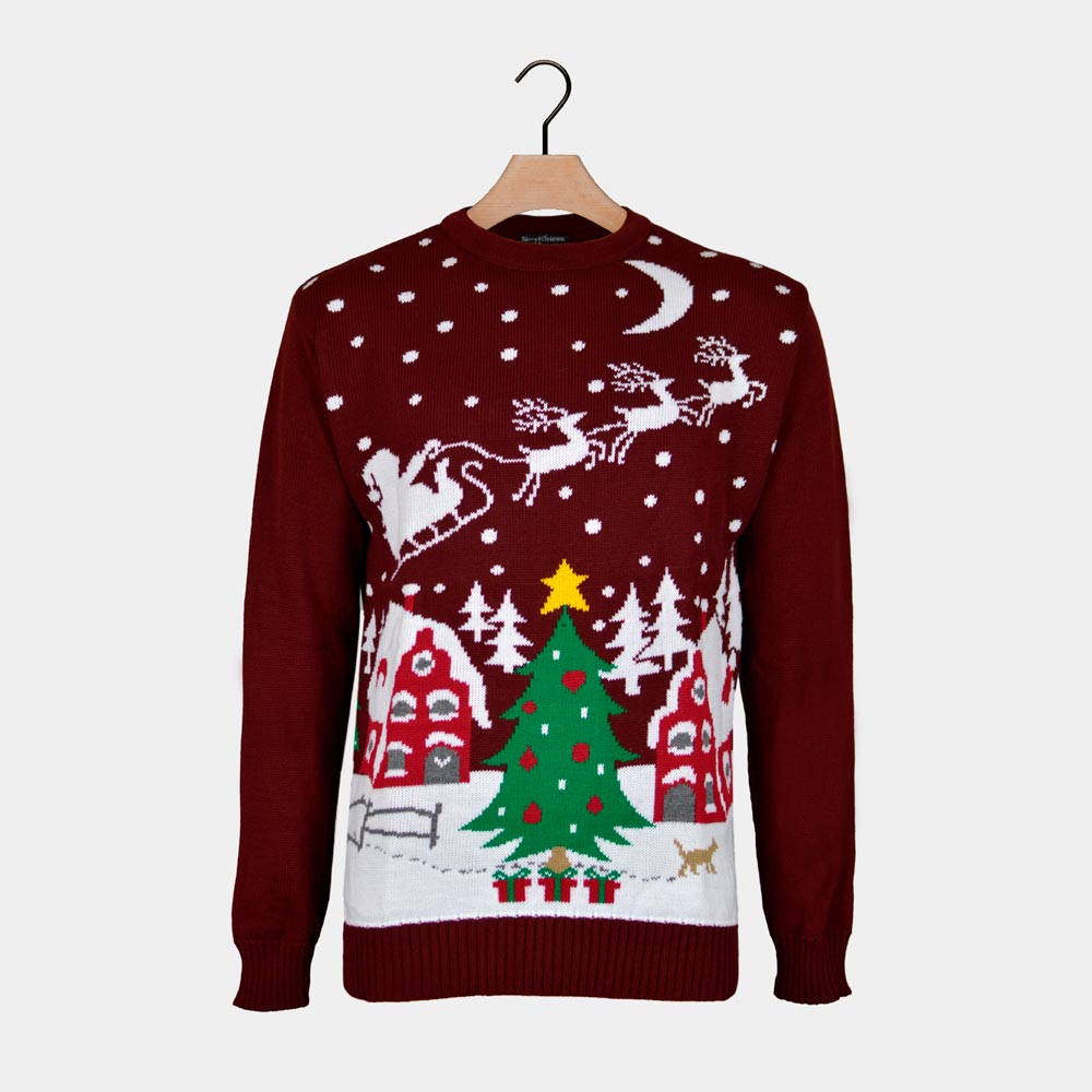 Christmas Jumper Santa on Sleigh and Christmas Tree