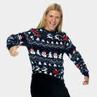 Womens Christmas Jumper with Trees, Snowmens and Santa