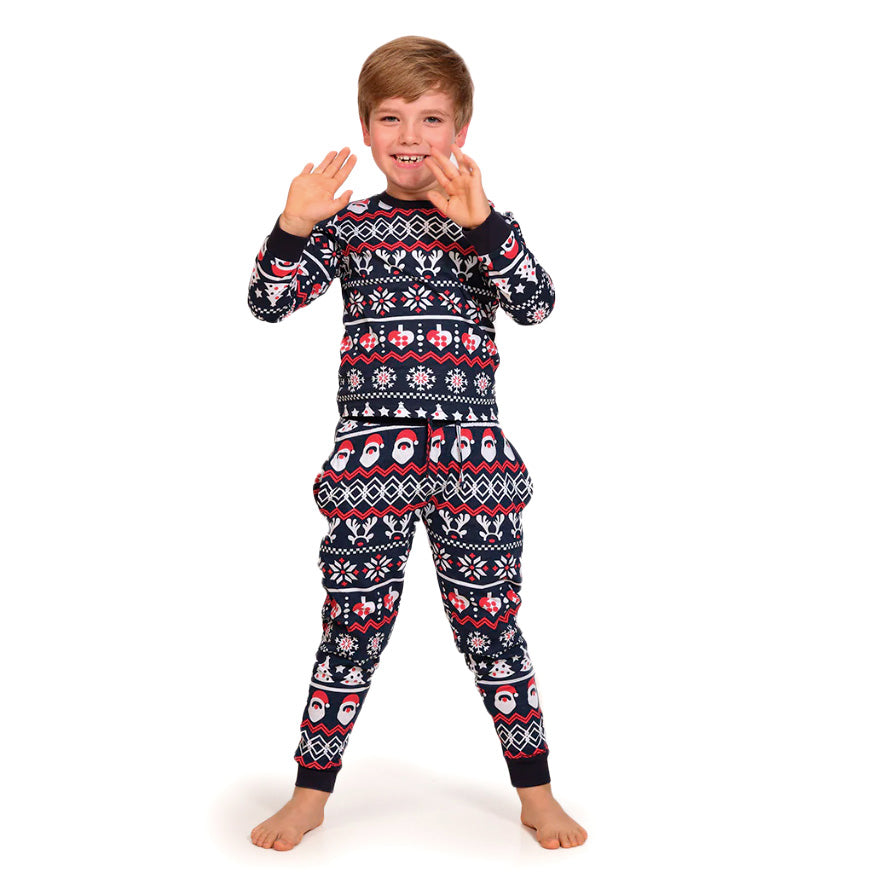 Christmas Pyjama for Family with Santa, Reindeers and Hearts Kids
