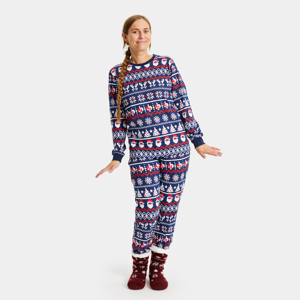 Christmas Pyjama for Family with Santa, Reindeers and Hearts Womens