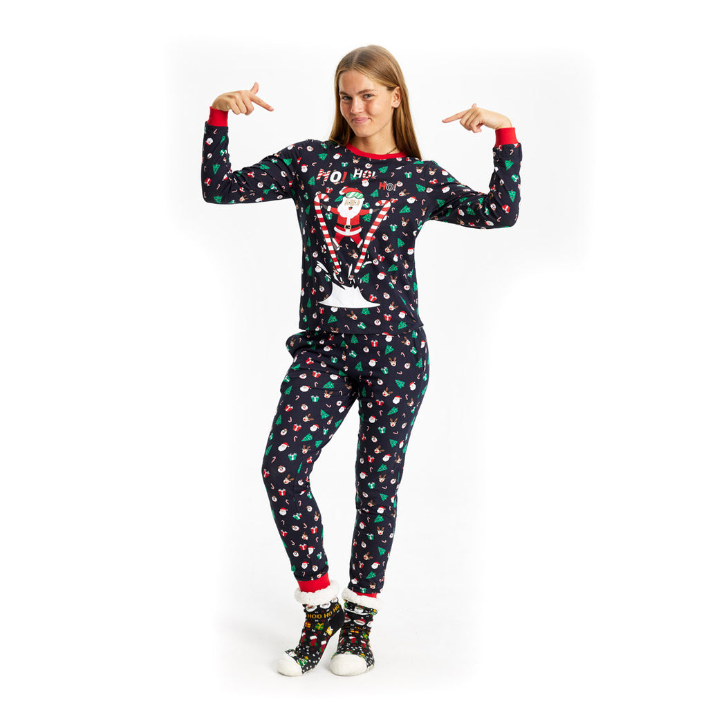 Christmas Pyjama for Family with Skiing Santa Womens