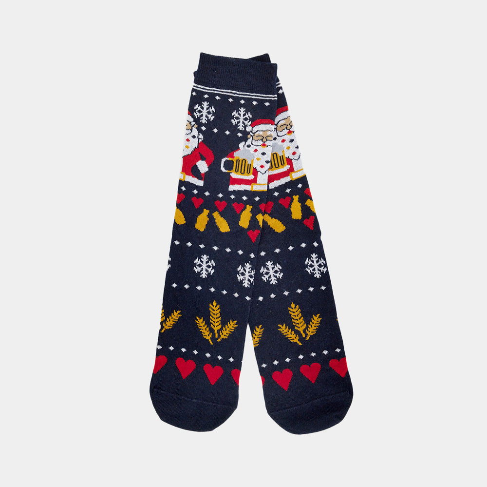 Christmas Socks Unisex Santa with Beer