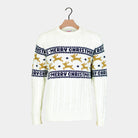 Elegant White Organic Cotton Christmas Jumper with Reindeers