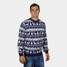 Family Christmas Jumper with Reindeers and Trees Strips Mens