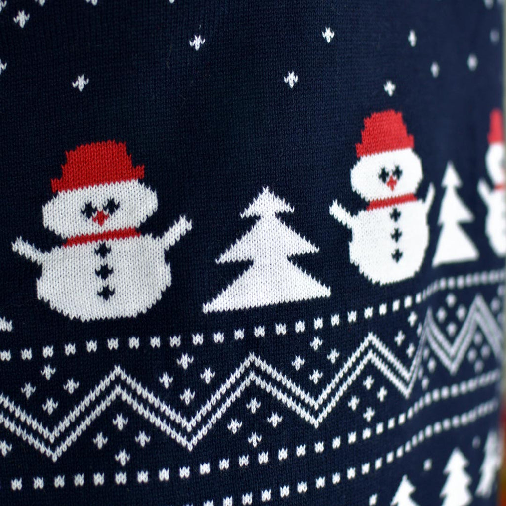 Organic Cotton Family Christmas Jumper with Trees, Snowmens and Santa Detail Snow