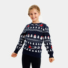 Organic Cotton Girls Christmas Jumper with Trees, Snowmens and Santa