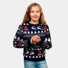 Organic Cotton Girls Christmas Jumper with Trees, Snowmens and Santa Kids