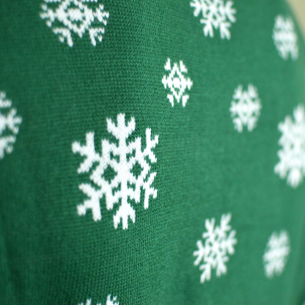 Green Boys and Girls Christmas Jumper Holly Jolly with Sequins Detail Snow