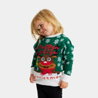 Green Family Christmas Jumper Holly Jolly with Sequins Kids