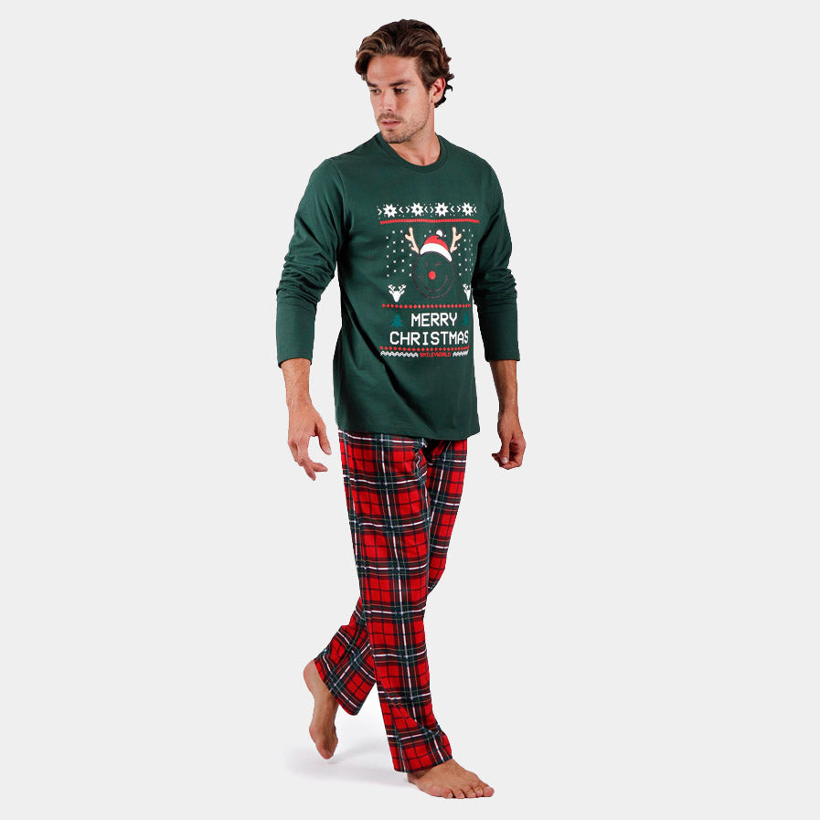 Green Mens Christmas Pyjama Smile