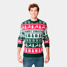 Green, Red and White Strips Christmas Jumper Mens