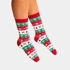 Green, Red and White Unisex Christmas Socks Womens and Mens