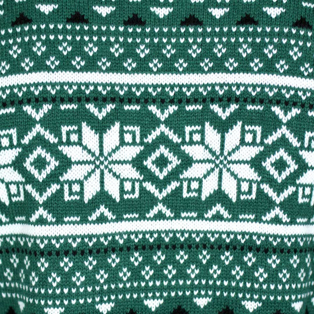 Classy Green and White Christmas Jumper Detail
