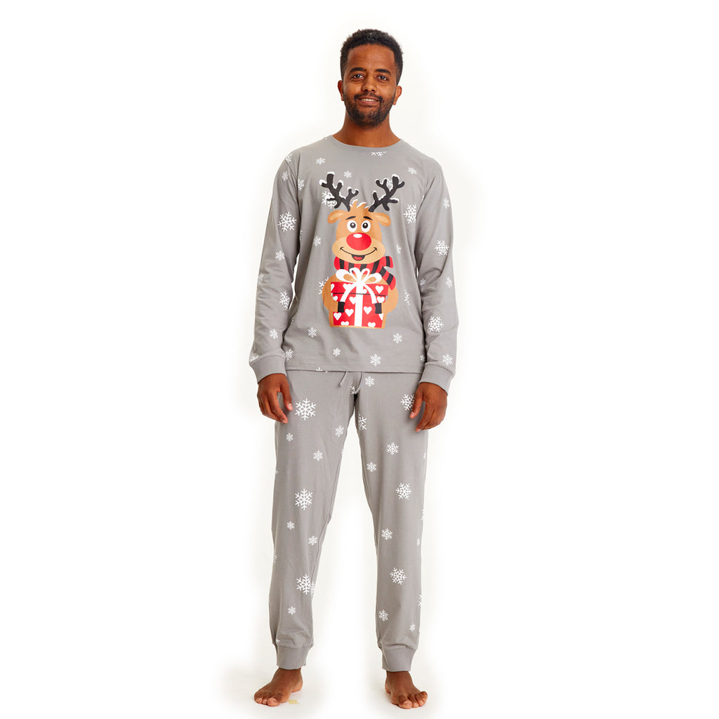 Grey Christmas Pyjama for Family with Rudolph the Reindeer Mens