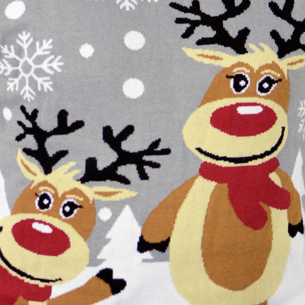 Grey Organic Cotton Boys and Girls Christmas Jumper with Cute Reindeers Detail