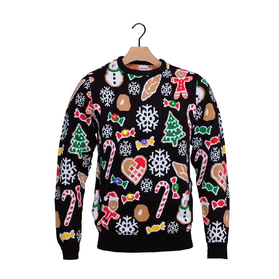 LED light-up Christmas Jumper with Christmas Motifs