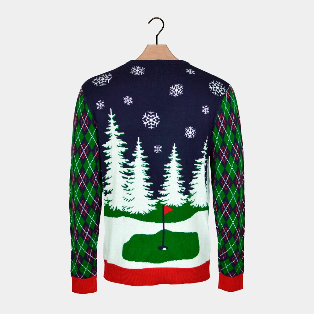 LED light-up Christmas Jumper with Santa playing Golf back