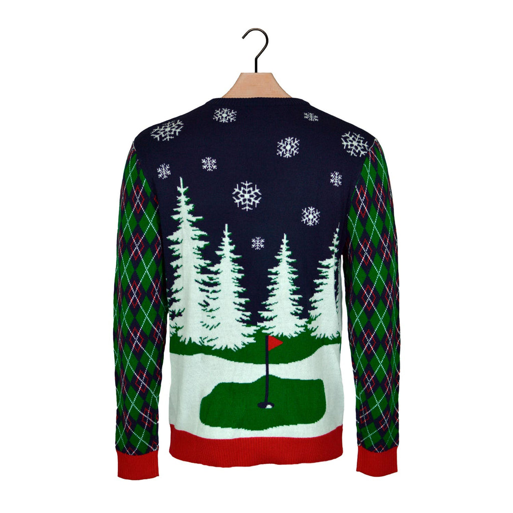 LED light-up Christmas Jumper with Santa playing Golf back