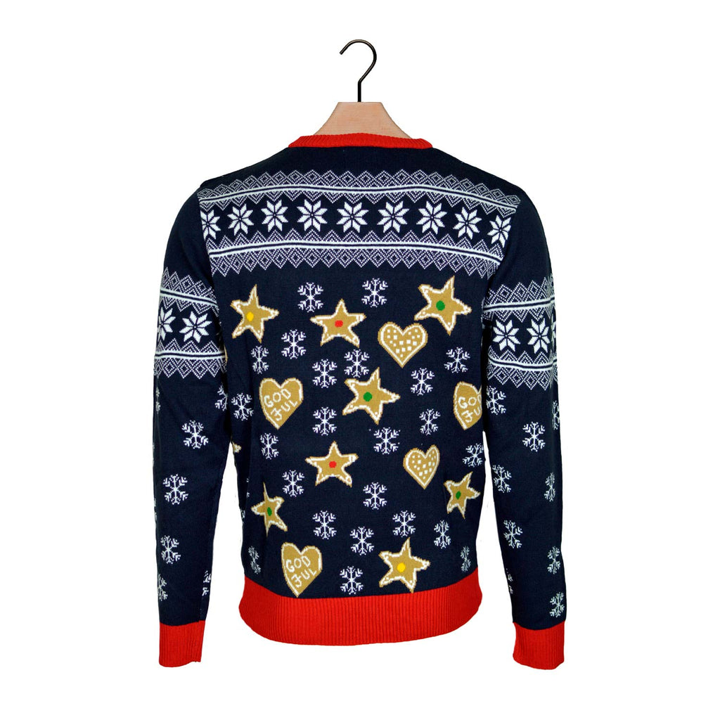 LED light-up Family Christmas Jumper with Gingerbread House Back