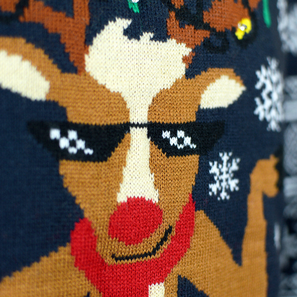 LED light-up Family Christmas Jumper Jingle Bells Detail