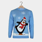 Light Blue Boys and Girls Christmas Jumper with Penguin