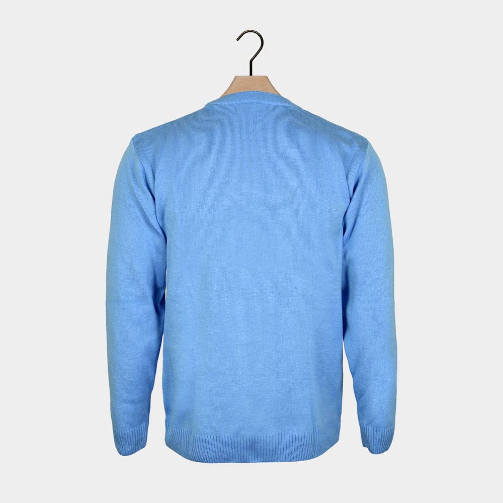 Light Blue Christmas Jumper with Penguin Back