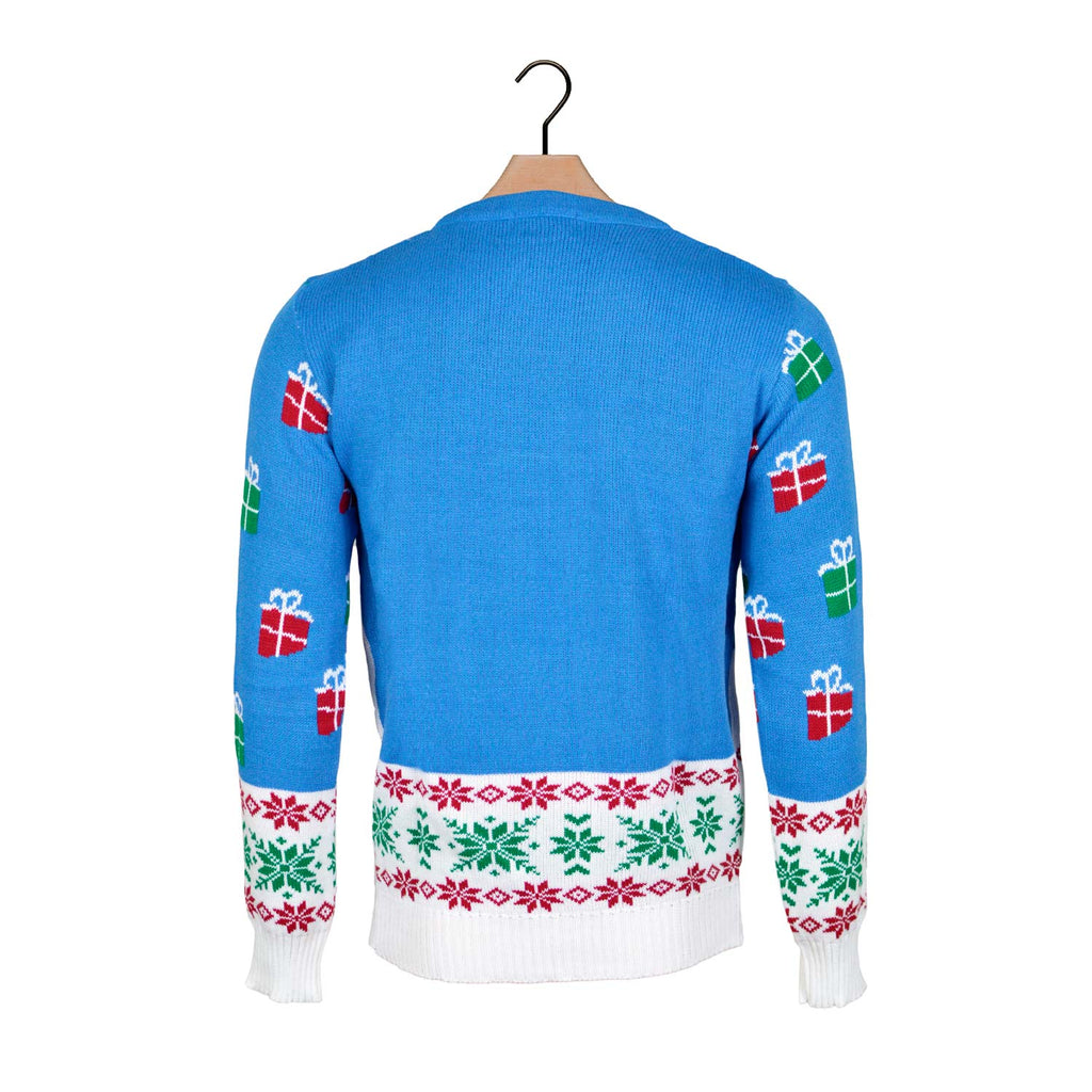 Light Blue Christmas Jumper with Santa and Rudolph Back