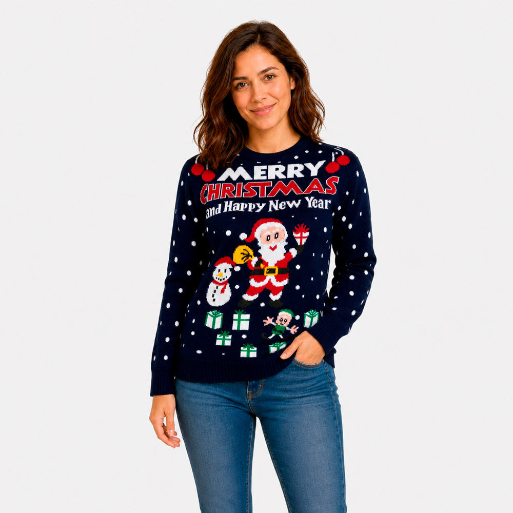 Womens Merry Christmas and Happy New Year Christmas Jumper