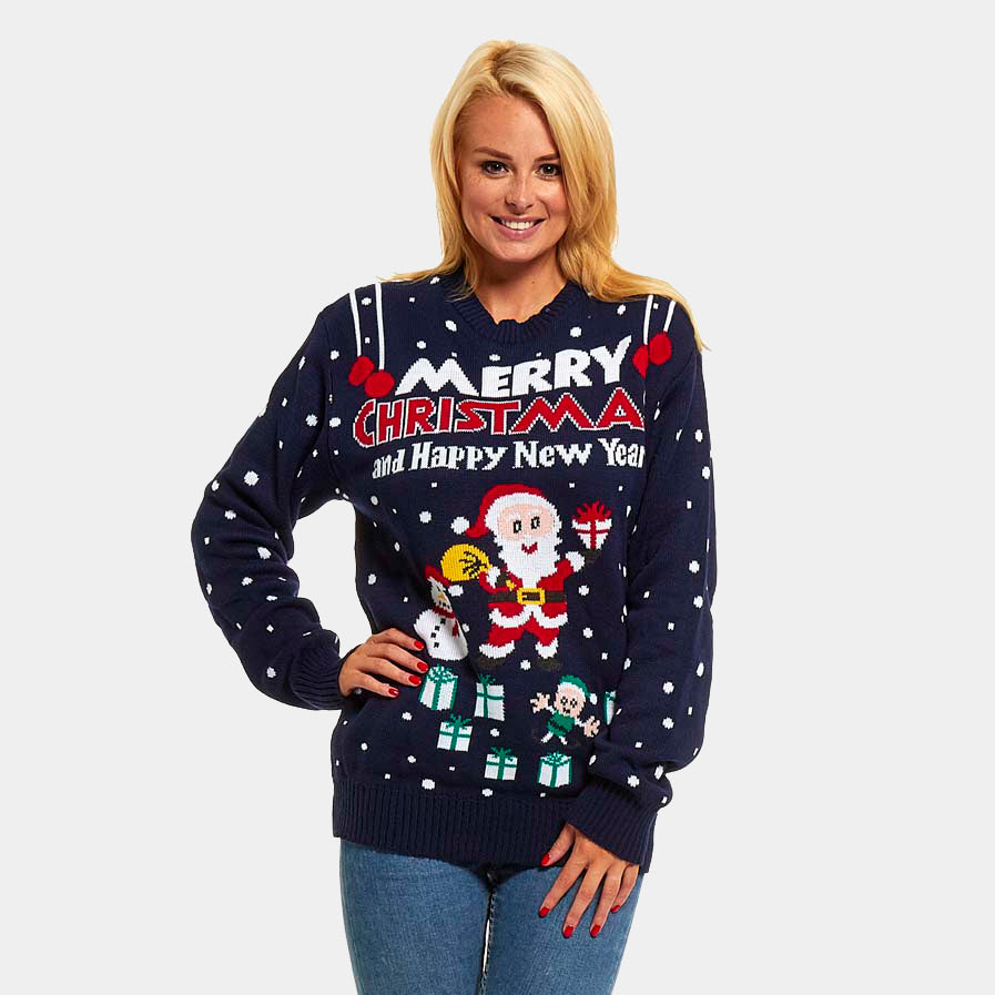 Womens Merry Christmas and Happy New Year Christmas Jumper