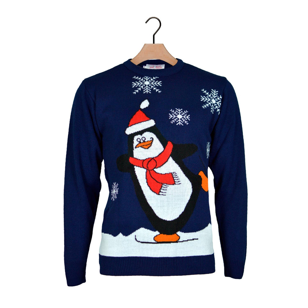 Navy Blue Boys and Girls Christmas Jumper with Penguin