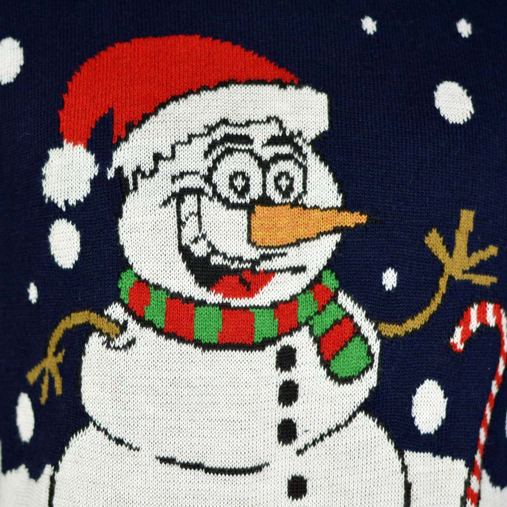 Navy Blue Christmas Jumper with Snowman Detail