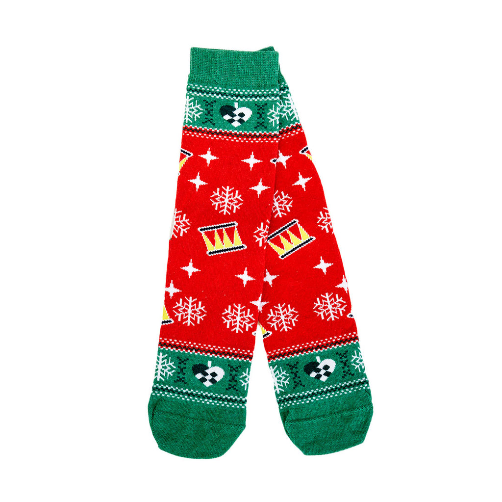 Red and Green Christmas Socks Unisex with Christmas Tree
