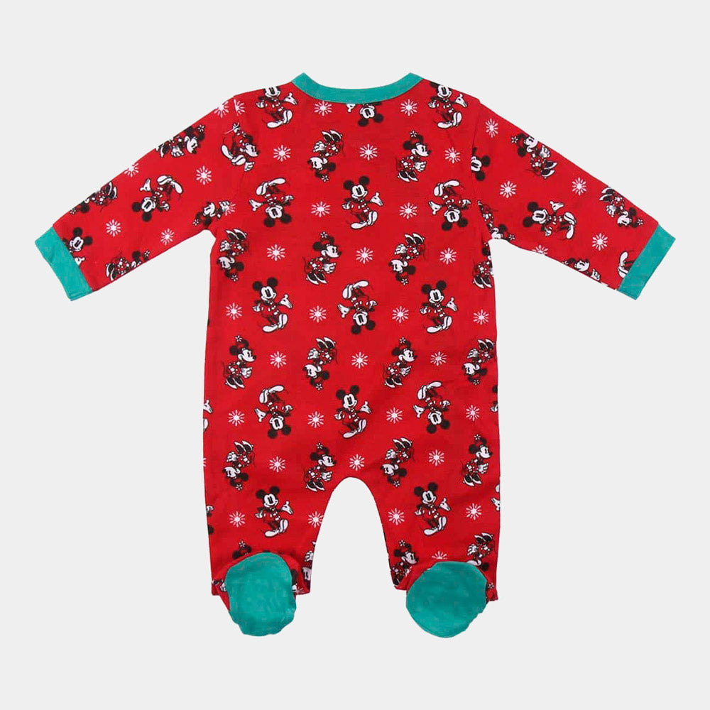 red baby sleepsuit mickey back