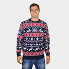 mens Red and Blue Strips Christmas Jumper