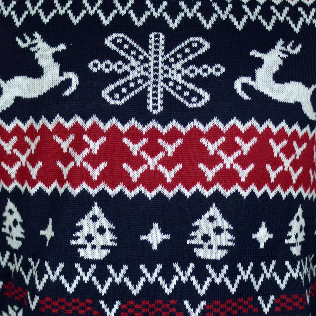 Red and Blue Strips Family Christmas Jumper Detail