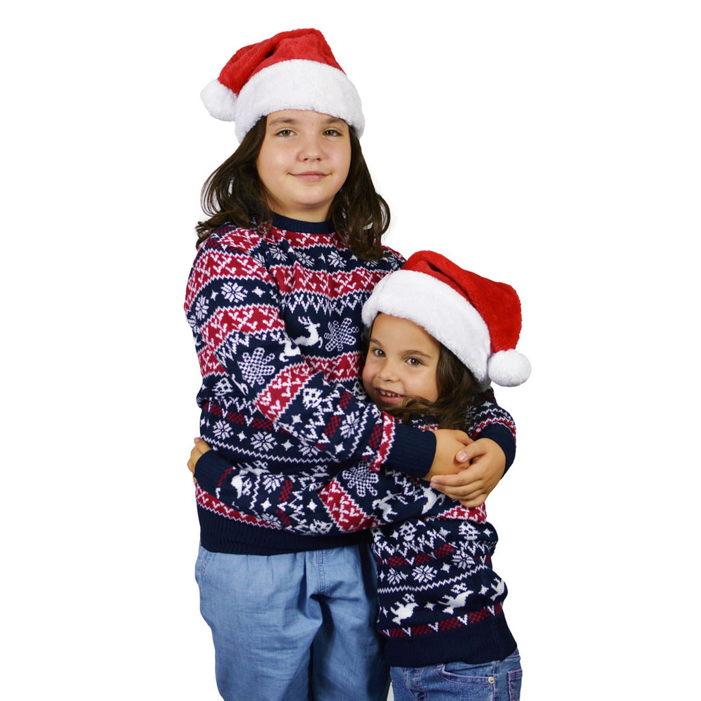 Red and Blue Strips Family Christmas Jumper Kids