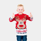 Red Boys Christmas Jumper with Reindeer and Snow