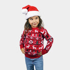 Red Boys and Girls Christmas Jumper with Reindeers, Trees and Polar Star Kids