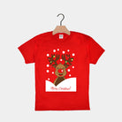 Red Boys and Girls Christmas T-Shirt with Rudolph Reindeer