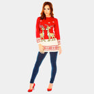 Red Christmas Dress with Baby Reindeers Womens