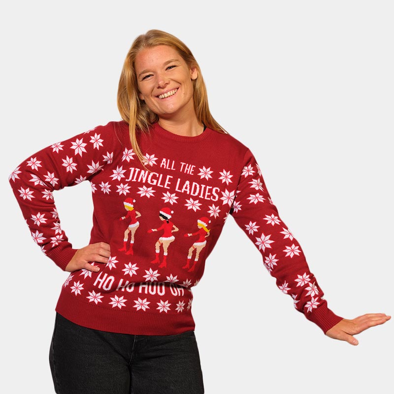 Womens Red Christmas Jumper Beyoncé Jingle Ladies