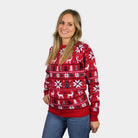 Red Christmas Jumper with Reindeers, Trees and Polar Star Womens