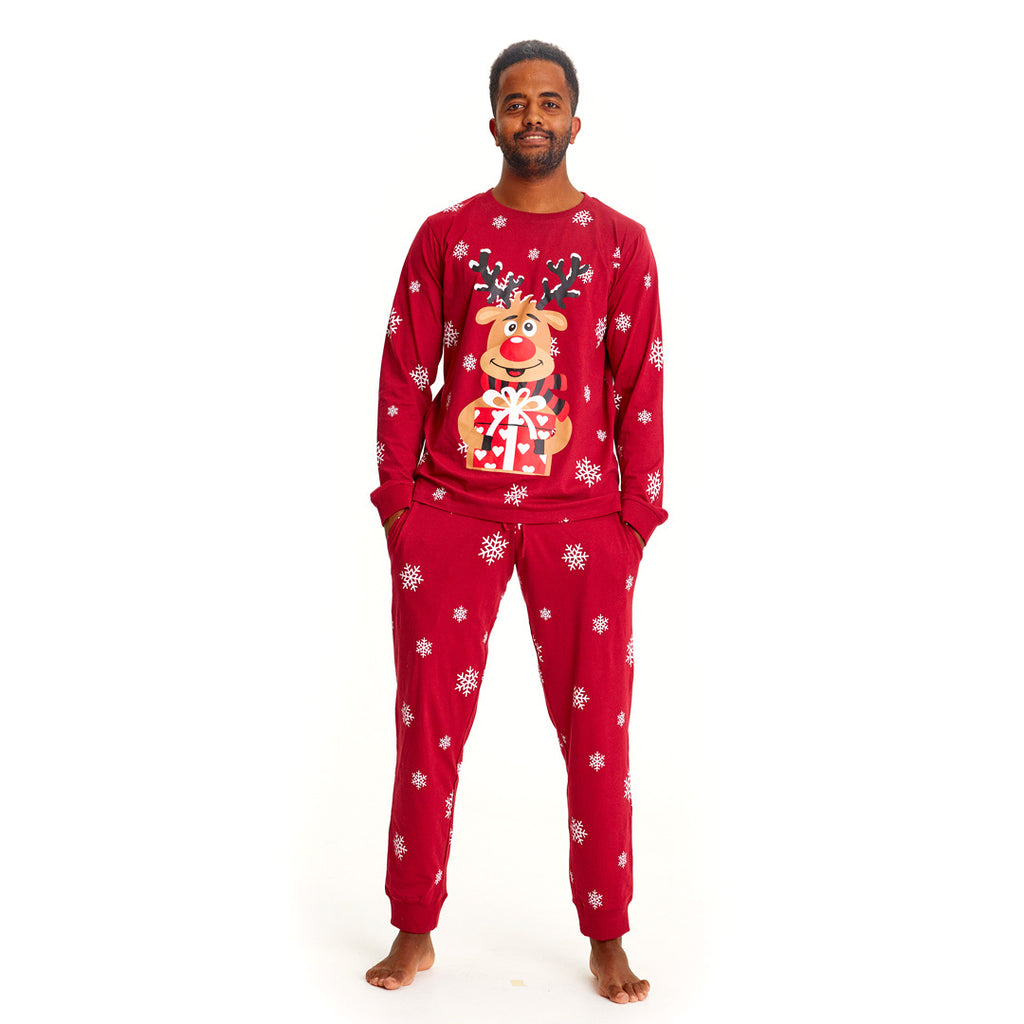 Red Christmas Pyjama for Family with Rudolph the Reindeer Mens
