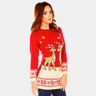 Red Womens Christmas Dress with Baby Reindeers