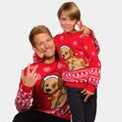 Red Family Christmas Jumper with Puppy