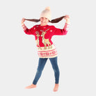 Red Girl Christmas Jumper with Baby Reindeers