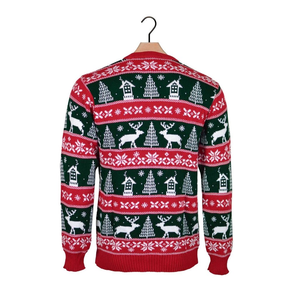 Red and Green Strips Christmas Jumper Back