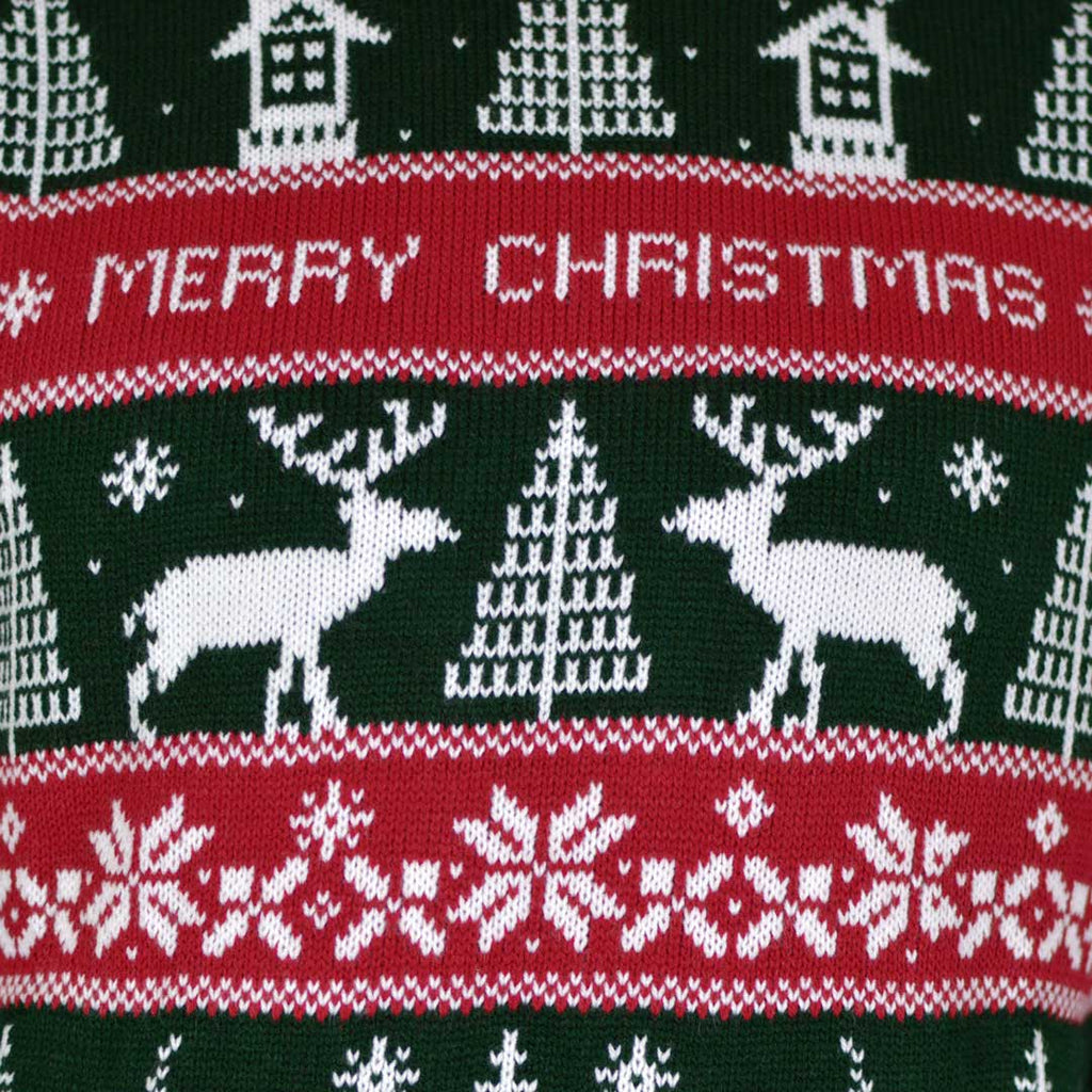 Red and Green Strips Christmas Jumper Detail