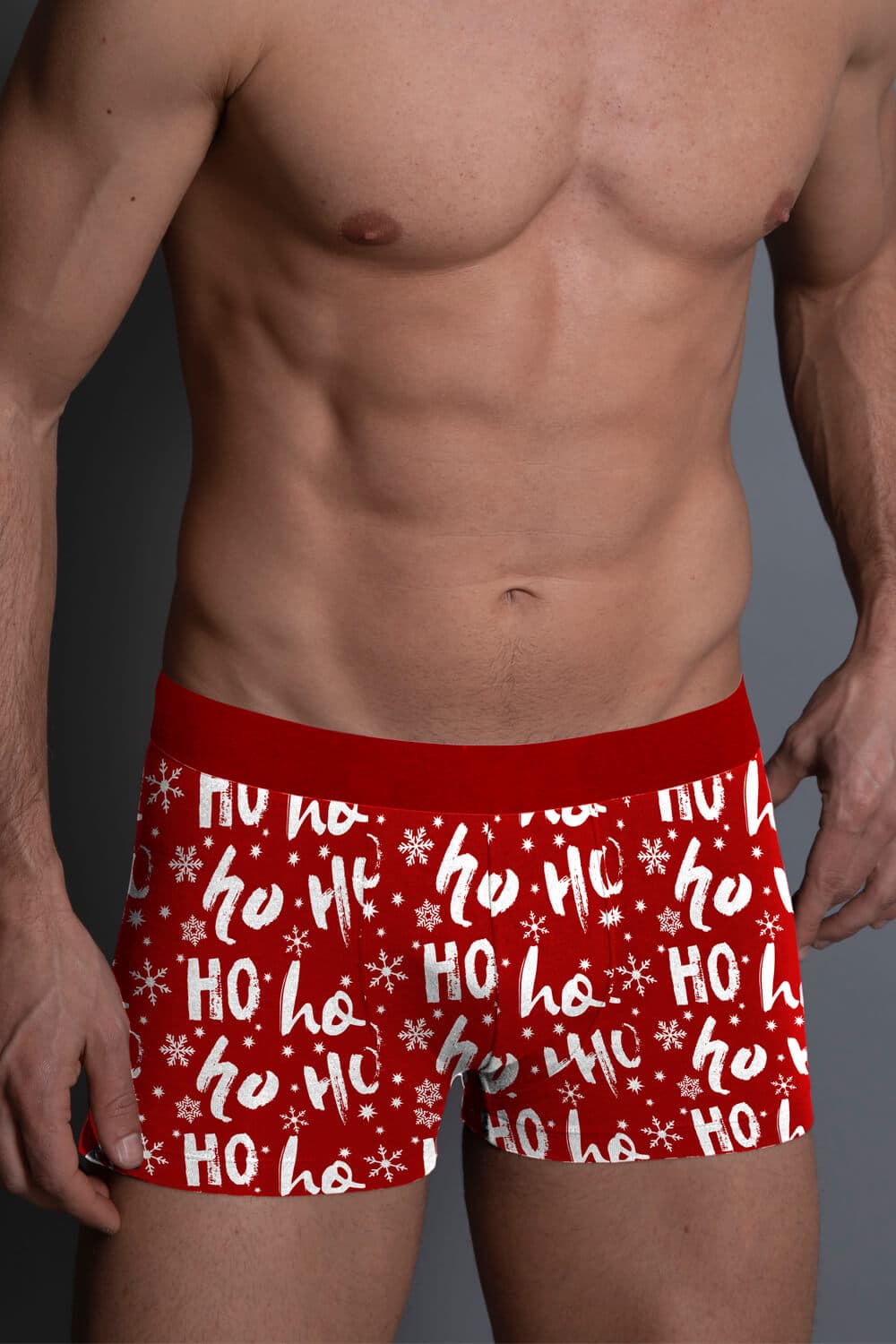 Red Mens Christmas Boxer Ho Ho Ho