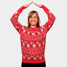 Womens Red Strips Christmas Jumper with Santa Claus